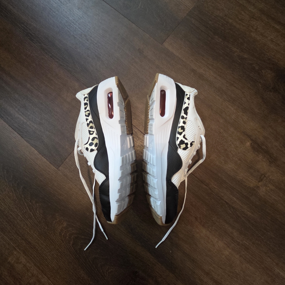 Nike Air Max White and Black Leopard Sneakers - Picture 2 of 6